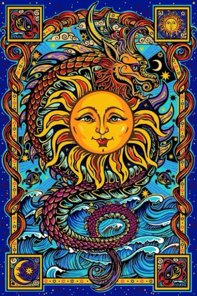 Dragon Sun 3D Tapestry