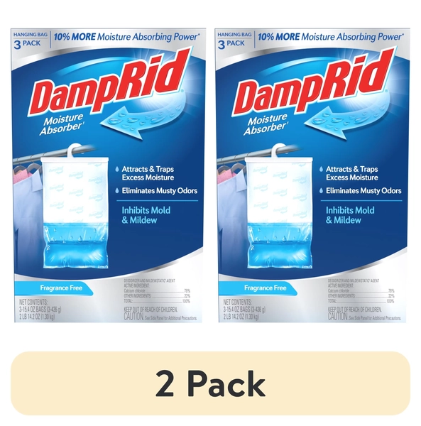(2 pack) DampRid Fragrance Free Hanging Moisture Absorber - Pack of 3 - Walmart.com