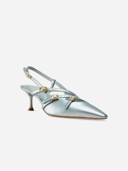Alice Vegan Apple Leather Slingback Heels | Iridescent Blue - UK3 / EU36 / US5