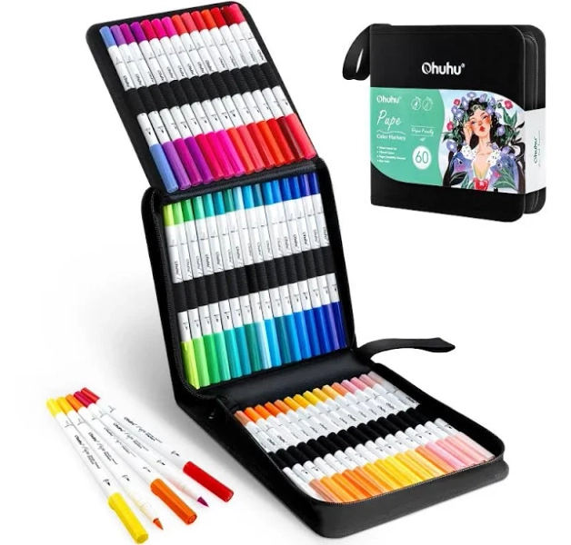 Ohuhu Pupe Paper-friendly No Peeling Brush and Fineliner