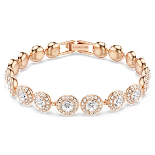 Una Angelic bracelet, Round cut, Pavé, Medium, White, Rose gold-tone plated