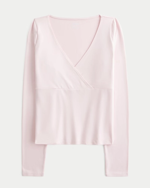 Long-Sleeve Seamless Fabric Wrap Top