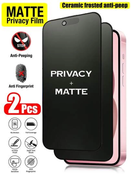 2 Packs Matte Frosted Privacy Screen Protector For IPhone 17 Pro Max [6.9 INCH] Anti Spy Private Accessories, Anti-Glare & Anti-Fingerprint Film, Case Friendly Easy To Install Bubble Free Smooth As Silk, For IPhone 17 Pro Max/17 Pro/17 Air/16/15/14 Plus/13 Mini/12/11 Series