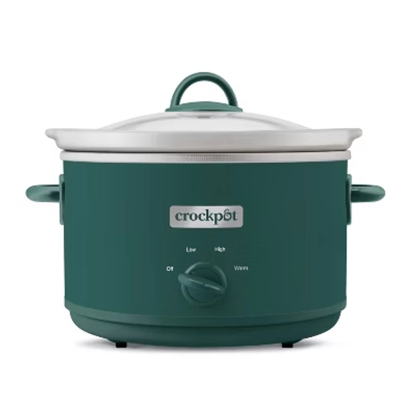 Crock-Pot 4.5qt Slow Cooker Ponderosa Green: Ceramic Stoneware, 3 Settings, Stay-Cool Handles, Dishwasher-Safe Parts