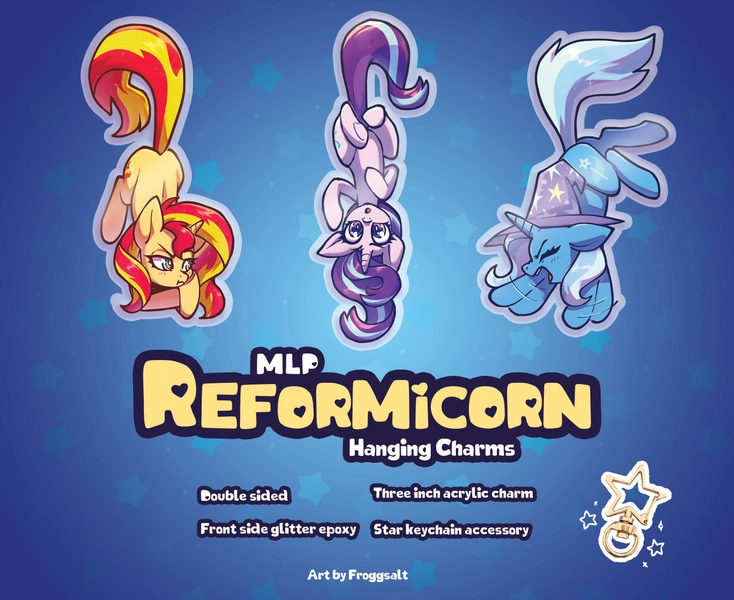 MLP Reformicorn Hanging Epoxy Acrylic Charms | Starlight Glimmer, Trixie Lulamoon, Sunset Shimmer