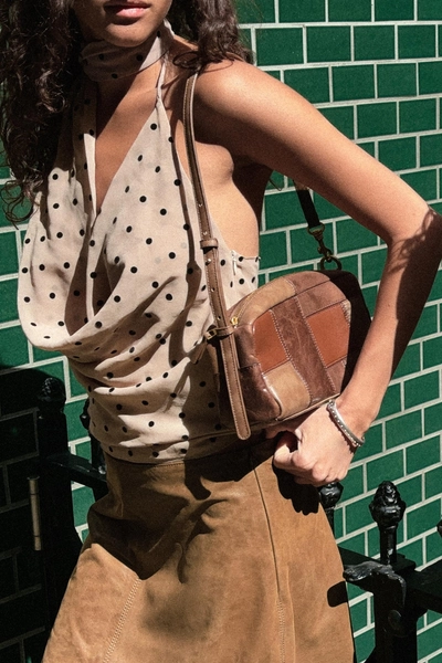 POLKA DOT HALTER SCARF TOP