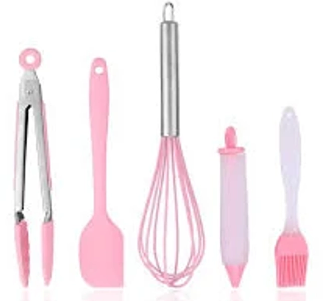 SIPLIV 5pcs Silicone Baking Utensil Set Nonstick Cookware Spatulas Brush Cooking Baking Utensils Home Kitchen Utensils Set