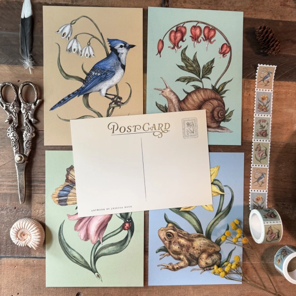 Gold Foil Garden Friends Postcards