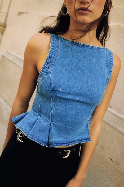 We The Free Sunfaded Denim Top