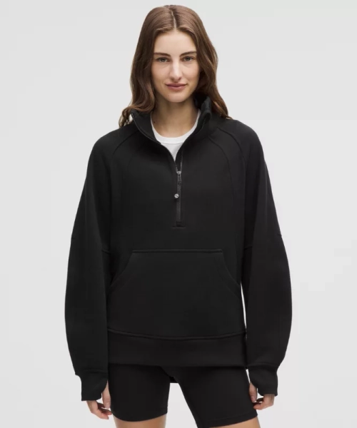 Scuba Oversized Funnel-Neck Half Zip *Long - Black - M/L