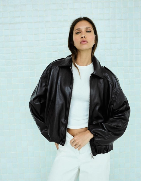 Blouson puffer similicuir