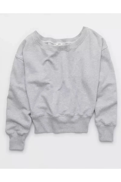 Aerie Off The Shoulder Sweatshirt Women's Medium Heather Gray M