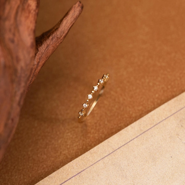 Dainty Minimalist 14K Gold Diamond CZ Ring, Custom April Birthstoone Ring, Unique CZ Promise Ring, Women Classic Everyday Ring, Gift for Her