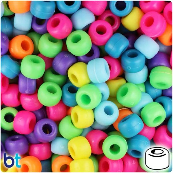 Bright Mix Matte Barrel Pony Beads