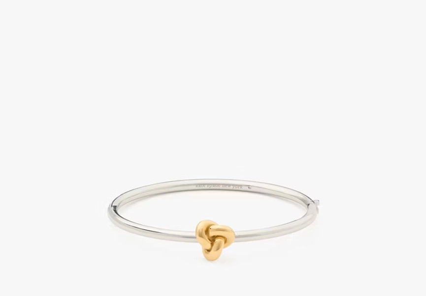 Silver Gold Double Knot Hinged Bangle
