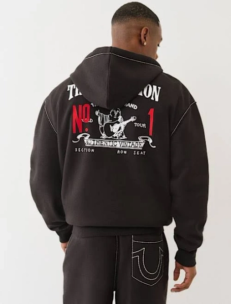 True Religion Men's Big T Logo Zip Hoodie