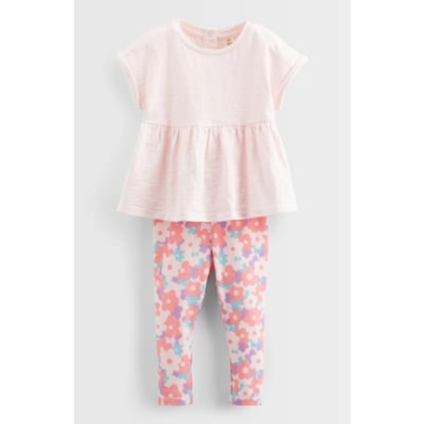 Tucker + Tate Peplum T-Shirt & Leggings Set in Pink- Pink Soft Floral at Nordstrom Rack, Size 6M