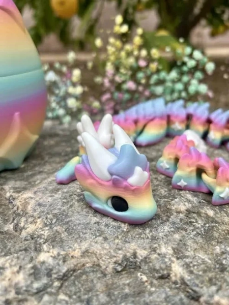 Aura Rainbow Adopt A 3D Printed Pastel Dragon