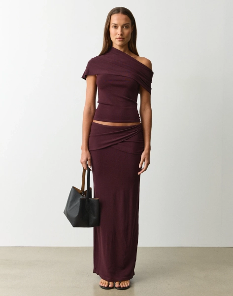 Low Rise Wrap Knit Skirt