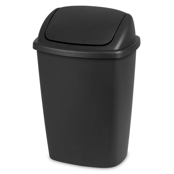 Sterilite Kitchen Trash Can, 7.5 Gallon Plastic Garbage Bin with Swing Top Lid, Black - Walmart.com