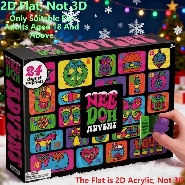 2025 Christmas Countdown Calendar-24 day countdown, including 24 unique daily collectibles, squeeze toy hole fun and resin models, no need/electricity, suitable for adults over 18 years old to decorate Christmas gifts, 2D Flat