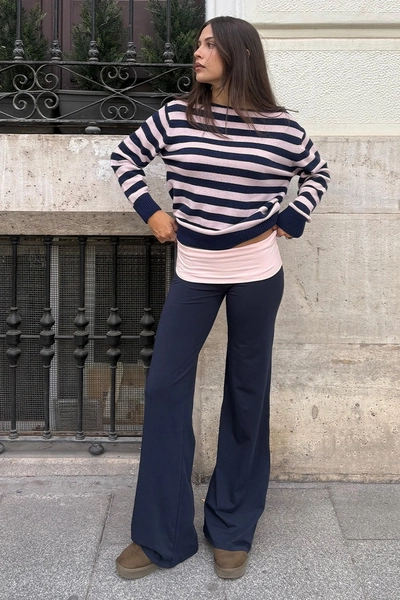 Pantaloni wide-leg con risvolto