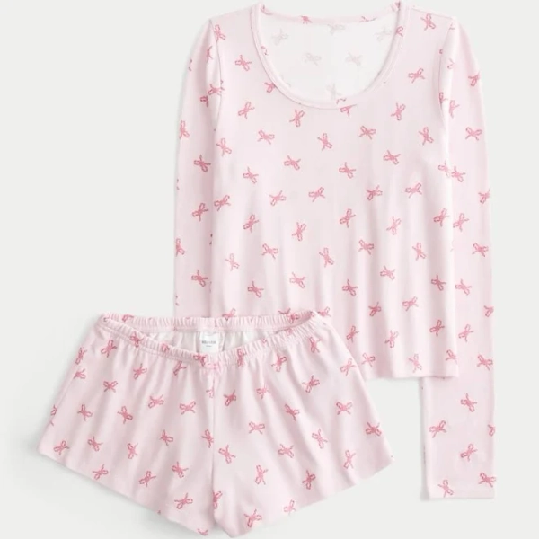 Hollister Women's Always Cozy Long-Sleeve Scoop Top & Shorts Set