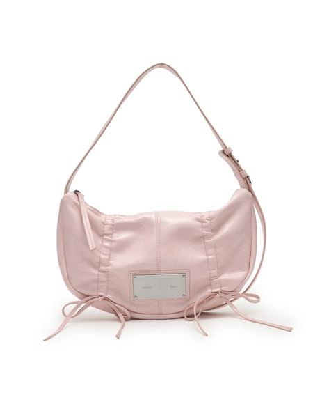 HALF SHIRRING RIBBON ROUND BAG IN LIGHT PINK