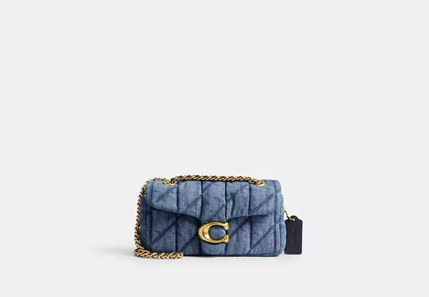Brass/Indigo Tabby Shoulder Bag 20 With Quilting