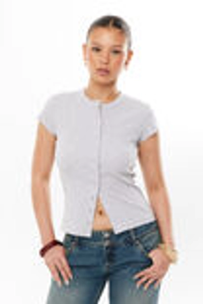 supre grey button up top