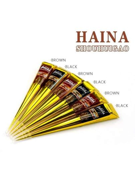 3/4 Pcs Henna Tattoo Paste, Brown/Black/Red, Temporary Henna Tattoo, Semi-Permanent Henna Tattoo Paste, Waterproof Henna Tattoo Paste For Body Art And Painting