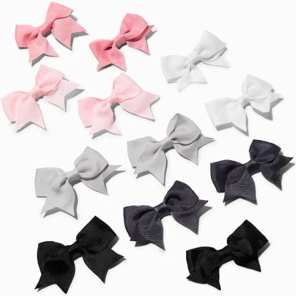 Claire's Club Edgy Mini Hair Bow Clips (12 Pack)