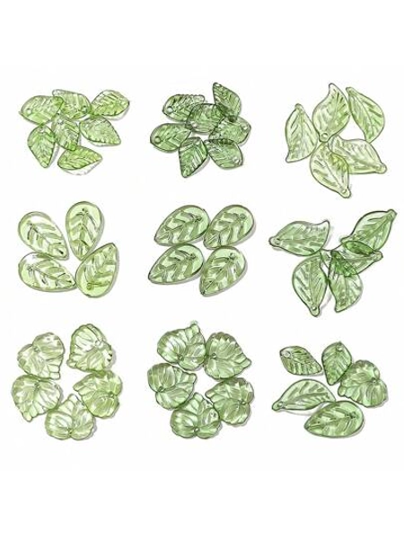 beadia 50/100pcs Simple Small Transparent Green Leaf Shaped Acrylic Pendants For DIY Necklace Bracelet Earrings Barrettes Jewelry Making Accessories Art Crafts Handmade Materials
