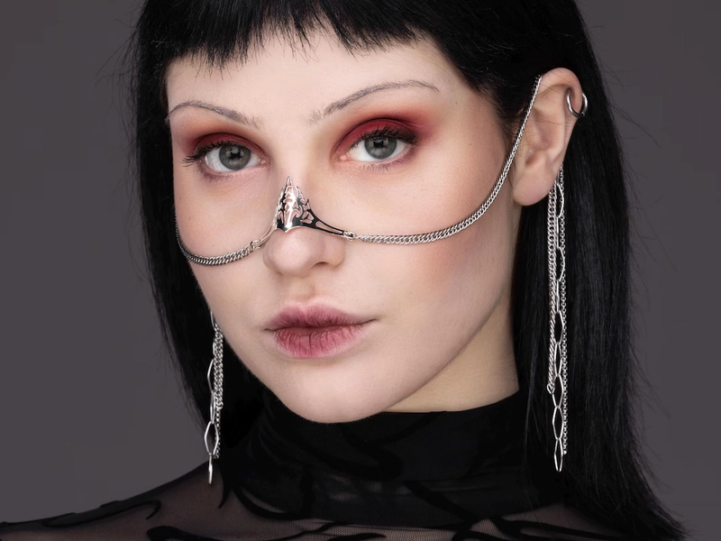 Avant-garde Nose Chain "nova" Goth Face Jewelry Gothic Mask, Festival Nose Jewel Gothic Wedding Jewelry Halloween - Etsy