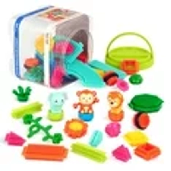 Battat Bristle Blocks Jungle Adventures 54 Plastic Sensory Blocks, Toddler and Preschool Toys