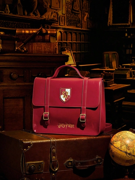 HARRY POTTER X SHEIN Red School Fashion Backpack With Badge Design For Women