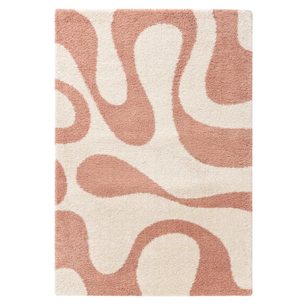 Tapis à poils longs rose 140x200