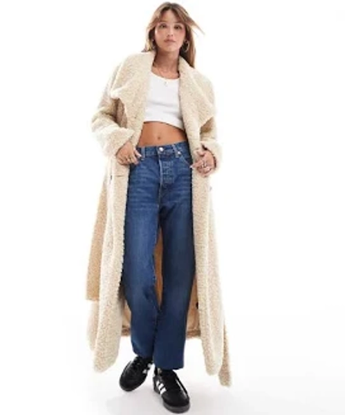 Pretty Lavish Teddy Oversized Coat - Brown, Brown