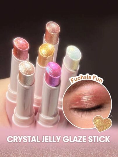 SHEGLAM Crystal Jelly Glaze Stick-Fuchsia Funmulti-Use Single Eyeshadow Stick Glitter Shimmer Long-Lasting High Pigment Brand Beauty Makeup Face Paint Cosmetic For Women Girls Perfect For Fall Winter Ideal For Y2K Fancy Fashion Suitable For Birthday Christmas Present Party Ready Best Color