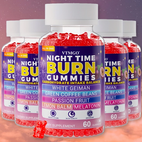 NICHT TIME BURN GUMMIES: White Kidney Beans, Green Coffee, Lemon Balm, Melatonin, Passionflower - Nature's Source Of Quiet Balance. Night Quietly Becomes The Starting Point for Health, Balance And Change.(60)
