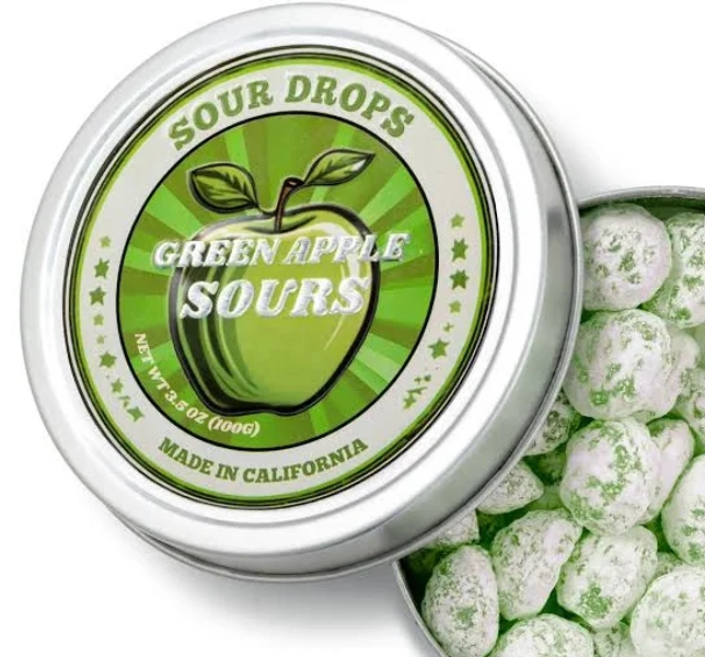 Sour Drops Dye Free Green Apple Sour Candy