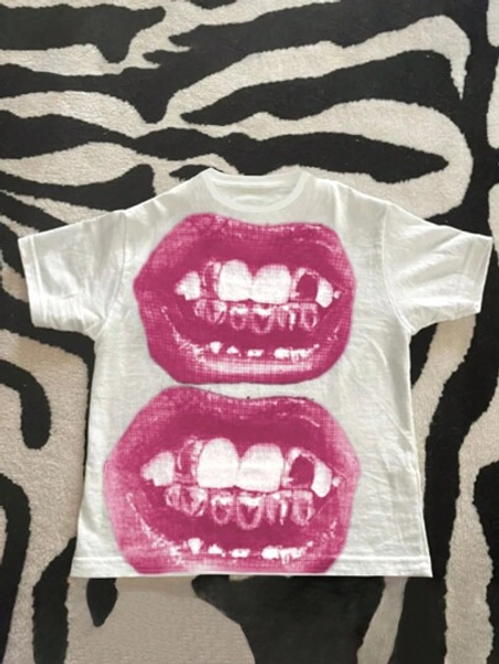 Women's Casual Punk Lips Printed Round Neck Short Sleeve Gothic Streetwear T-Shirt