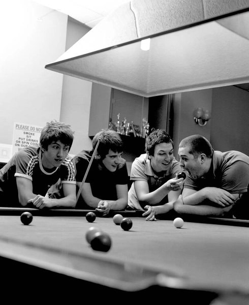 Arctic Monkeys playing snooker (2006) - Photographic print for sale