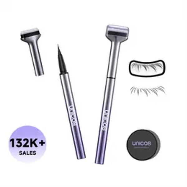 【NewGen】Unicos Lower Eyelash Stamp 2-in-1 Eye Makeup Tool with Waterproof Ink, Compact Design, Easy Application for Natural Look, Cosmetics, dealsforyouday