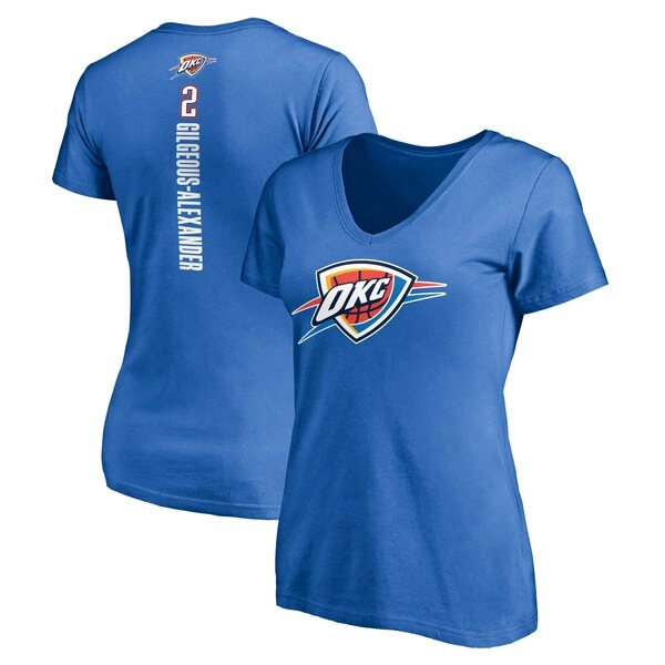 Women's Oklahoma City Thunder Shai Gilgeous-Alexander Blue Playmaker Name & Number V-Neck T-Shirt
