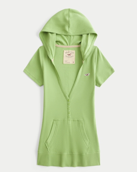 Short-Sleeve Hooded Henley