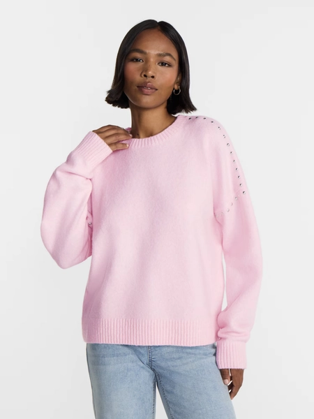No Boundaries Studded Sweater, Lightweight, Women's and Women's Plus XXS-XXL - Walmart.com
