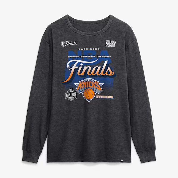 Men's New York Knicks Fanatics Charcoal 2026 NBA Eastern Conference Champions Locker Room Long Sleeve T-Shirt