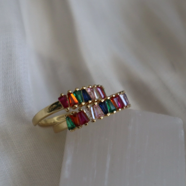 Multicolored Gemstone Ring, Aesthetic Adjustable Ring, Gifts for Her, Rainbow Ring, Stackable Rings, Elegant Jewelry, Ring Jewelry
