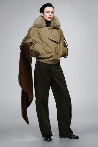 QUILTED FAUX FUR COLLAR TRENCH COAT ZW COLLECTION